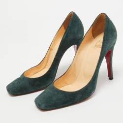 Christian Louboutin Dark Green Suede Particule Pumps Size 38