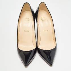 Pre Owned Christian Louboutin Black Patent Leather Decollete 554 Pumps Size 40