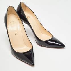 Pre Owned Christian Louboutin Black Patent Leather Decollete 554 Pumps Size 40