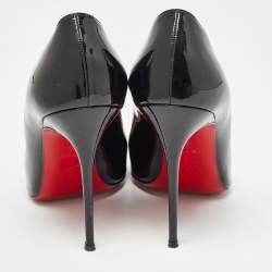 Pre Owned Christian Louboutin Black Patent Leather Decollete 554 Pumps Size 40