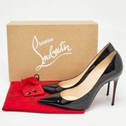 Pre Owned Christian Louboutin Black Patent Leather Decollete 554 Pumps Size 40