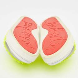 Christian Louboutin Neon Yellow Leather Spikes Pool Fun Flat Slides Size 40