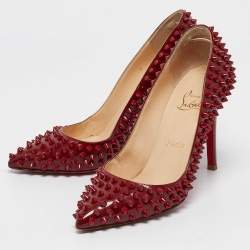 Christian Louboutin Dark Red Patent Leather Pigalle Spikes Pumps Size 36