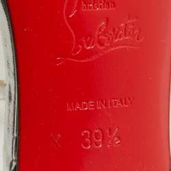 Pre Owned Christian Louboutin Silver Leather Pansy Queen Sandals Size 39.5