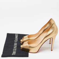 Christian Louboutin Metallic Gold Leather Very Prive Pumps Size 39