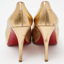 Christian Louboutin Metallic Gold Leather Very Prive Pumps Size 39