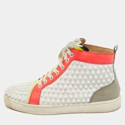 Christian Louboutin Neon Multicolor Leather Louis Spikes Sneakers Size 40