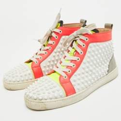 Christian Louboutin Neon Multicolor Leather Louis Spikes Sneakers Size 40