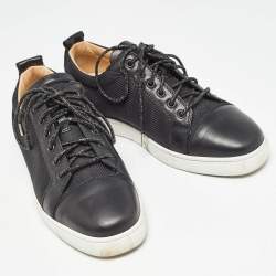 Christian Louboutin Black Leather and Fabric Louis Junior Sneakers Size 40