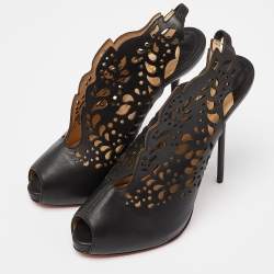 Pre Owned Christian Louboutin Black Leather Markesling 120 Pumps Size 39