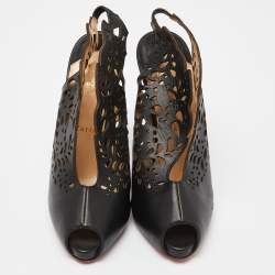 Pre Owned Christian Louboutin Black Leather Markesling 120 Pumps Size 39