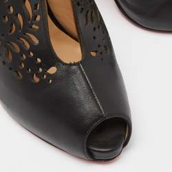 Pre Owned Christian Louboutin Black Leather Markesling 120 Pumps Size 39