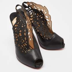 Pre Owned Christian Louboutin Black Leather Markesling 120 Pumps Size 39