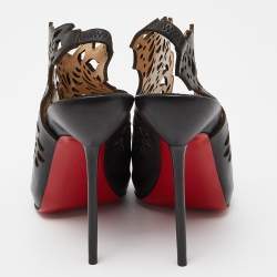Pre Owned Christian Louboutin Black Leather Markesling 120 Pumps Size 39