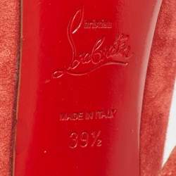 Pre Owned Christian Louboutin Red Suede Booties Size 39.5