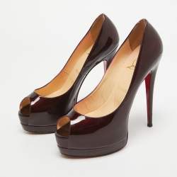 Christian Louboutin Dark Burgundy Patent Leather Altadama Pumps Size 38