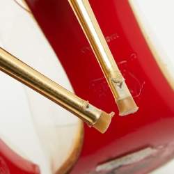 Pre Owned Christian Louboutin Gold Leather and PVC Ring My Toe Sandals Size 37