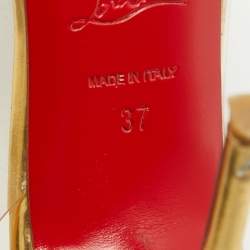 Pre Owned Christian Louboutin Gold Leather and PVC Ring My Toe Sandals Size 37