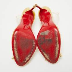 Pre Owned Christian Louboutin Gold Leather and PVC Ring My Toe Sandals Size 37