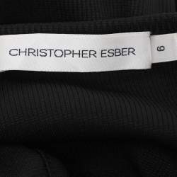 Pre Owned Christopher Esber Black Knit Distort Strapless Cutout Midi Dress M