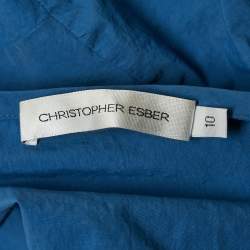 Pre Owned Christopher Esber Blue Nylon Blend Tie-Up Skirt and Top Set M 