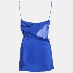 Pre Owned Christopher Esber Blue Silk Tie-Up Detail Strappy Top S