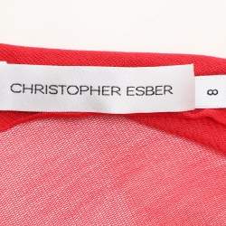 Pre Owned Christopher Esber Red Sheer Silk Blouse Top S