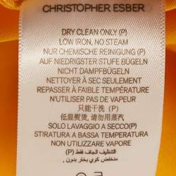 مملوكة مسبقًا فستان كريستوفر إيسبر طويل قماش كريب حرير أصفر بتفاصيل مفتوحة ميديوم