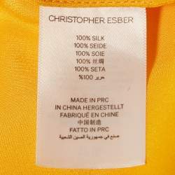 مملوكة مسبقًا فستان كريستوفر إيسبر طويل قماش كريب حرير أصفر بتفاصيل مفتوحة ميديوم