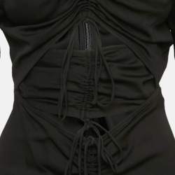 Pre Owned Christopher Esber Black Stretch Crepe Cut-Out Ruche Tie Up Mini Dress S