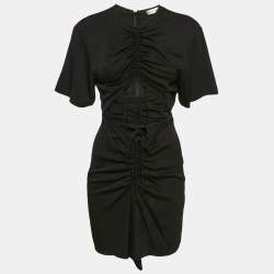 Pre Owned Christopher Esber Black Stretch Crepe Cut-Out Ruche Tie Up Mini Dress S