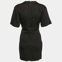 Pre Owned Christopher Esber Black Stretch Crepe Cut-Out Ruche Tie Up Mini Dress S