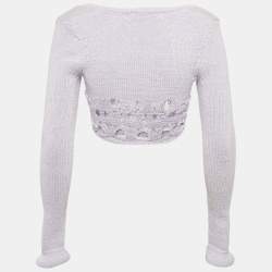 مملوكة مسبقًا توب كريستوفر إسبير كروشيه قطن ليلكي بأكمام طويلة مقاس صغير جدًا (إكس سمول)