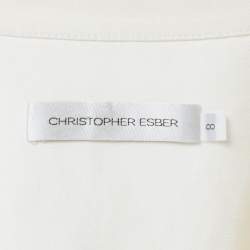 Pre Owned Christopher Esber Ivory Linen Blend Shirt Style Crop Top S