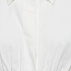 Pre Owned Christopher Esber Ivory Linen Blend Shirt Style Crop Top S