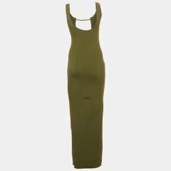 Pre Owned Christopher Esber Green Embellished Rib Knit Maxi Dress S