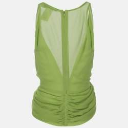 Pre Owned Christopher Esber Green Crepe Twisted Tops S