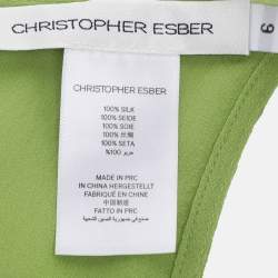 Pre Owned Christopher Esber Green Crepe Twisted Tops S