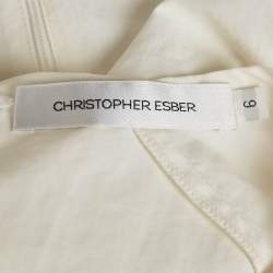 Pre Owned توب كريستوفر إيسبر قطن أبيض برباط على الخصر مقاس صغير جدا