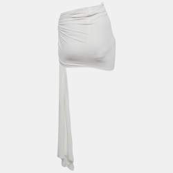 Pre Owned Christopher Esber White Jersey Ruche Draped Mini Skirt S