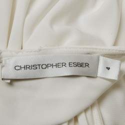 Pre Owned Christopher Esber White Jersey Ruche Draped Mini Skirt S