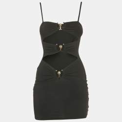 Pre Owned Christopher Esber Black Jersey Pierced Orbit Mini Dress XS