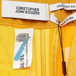 Christopher John Roger Yellow Paneled Crepe High Rise Trousers M