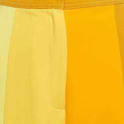 Christopher John Roger Yellow Paneled Crepe High Rise Trousers M