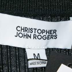 Christopher John Rogers Black Stripe Button Front Long Shirt Dress M