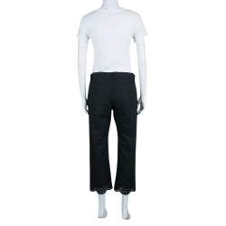 Christopher Kane Black Embroidered Hem Detail Cropped Jeans S