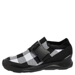 Pre Owned Christopher Kane Black/White Fabric Safety Buckle Low Top Sneakers Size 38