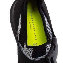 Pre Owned Christopher Kane Black/White Fabric Safety Buckle Low Top Sneakers Size 38