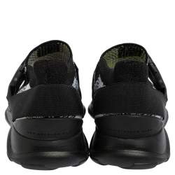 Pre Owned Christopher Kane Black/White Fabric Safety Buckle Low Top Sneakers Size 38