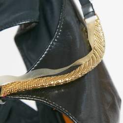 Christopher Kane Black Faux Leather Cut-Out Strap Detail Maxi Dress S 
